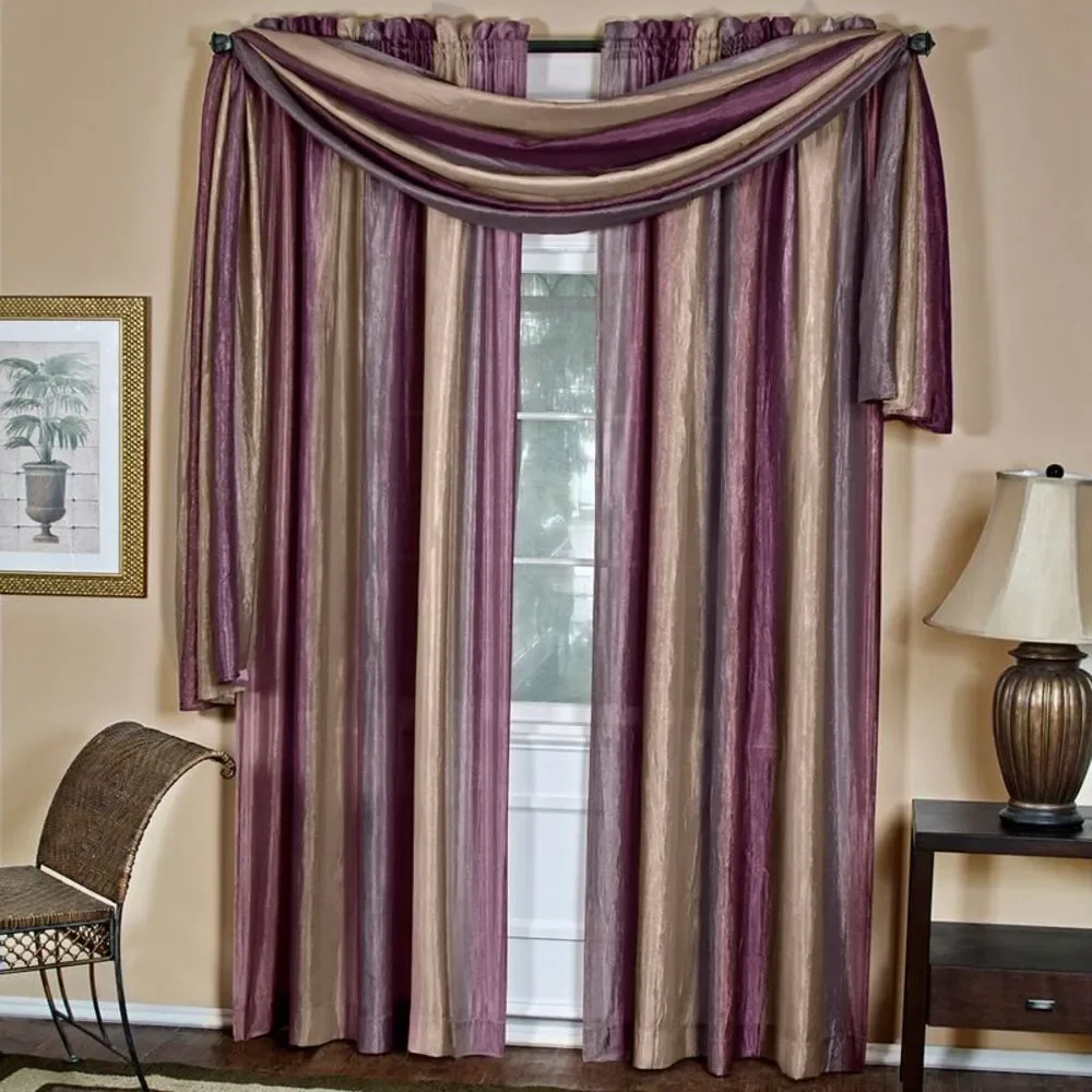 Designer Home Ombre Window Curtains, Modern Semi-Sheer Window Curtain Drape